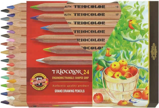 Trikampiai stori pieštukai KOH-I-NOOR Triocolor Natur, 24 vnt.