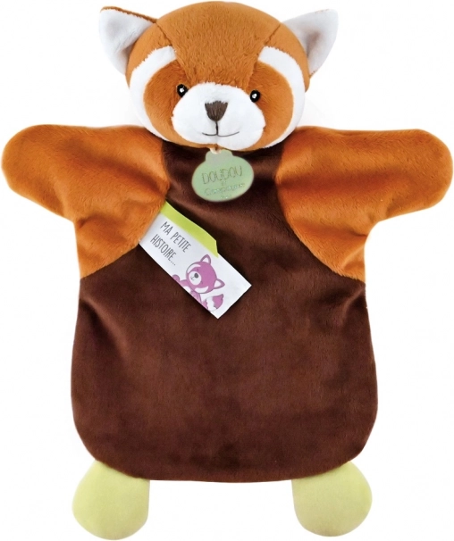 Pliušinis rankinis lėlių teatras (pirštininė lėlė) raudona panda 25 cm