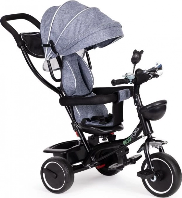 Vaikiškas triratukas su pasukama sėdyne ir stogeliu ECOTOYS, pilkas