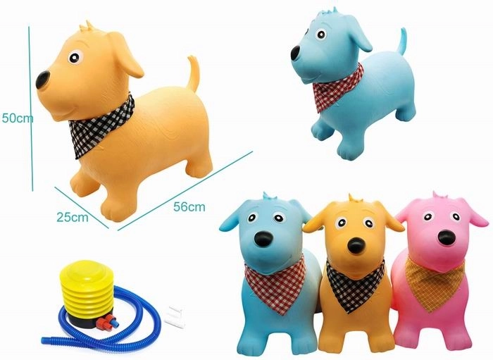Bouncy rubber dog with pump