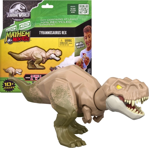 Mattel Jurassic World Mayhem Mix-Ups 2-in-1 Tyrannosaurus rex dinosaur figure
