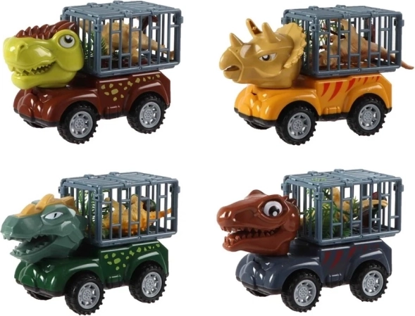 Inercinis automobilis dinozauras su figūrėle