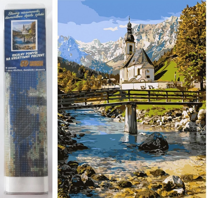 Deimantinė mozaika – Ramsau bažnyčia 30 × 40 cm