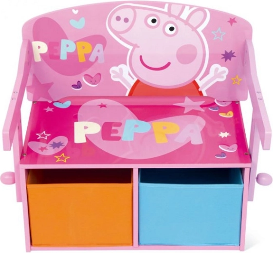 Peppa Pig vaikiškas suoliukas 3 in 1 (suoliukas, rašomasis stalas ir žaislų dėžė)