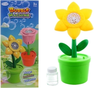 Battery-operated flower-shaped bubble blower