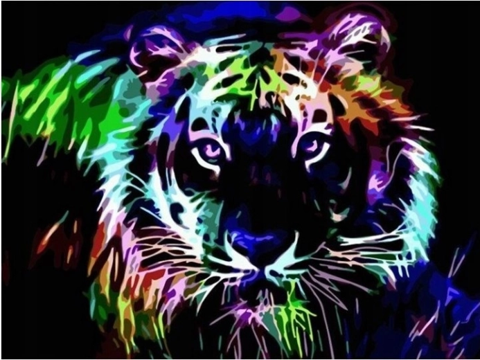 Diamond Painting Neon Tiger 30 × 40 cm