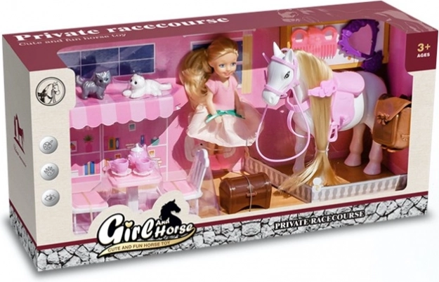 Žaidimų rinkinys su lėlyte, arkliuku ir kačiukais