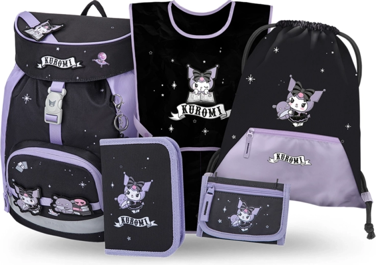 Mokyklinis rinkinys Baagl Airy Kuromi Fortune dream – kuprinė, penalas, maišelis, prijuostė ir piniginė (GRS)