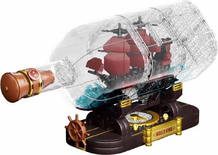 Pirate Ship in a Bottle Building Set red 885 pieces