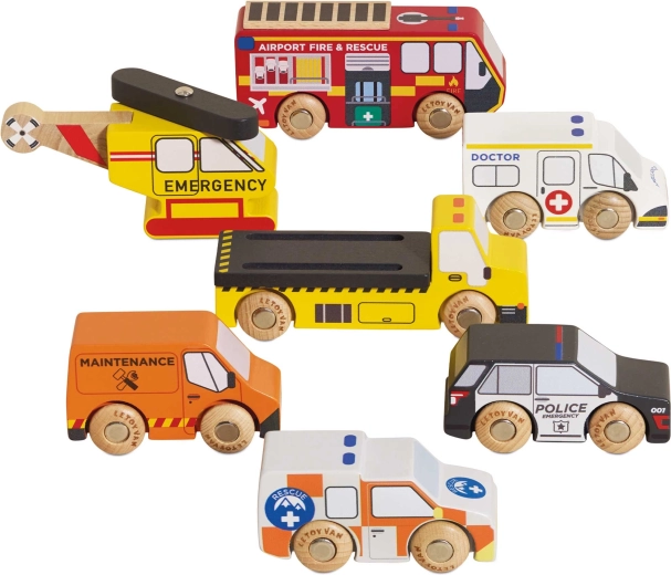 Le Toy Van medinis gelbėjimo transporto priemonių rinkinys su sraigtasparniu