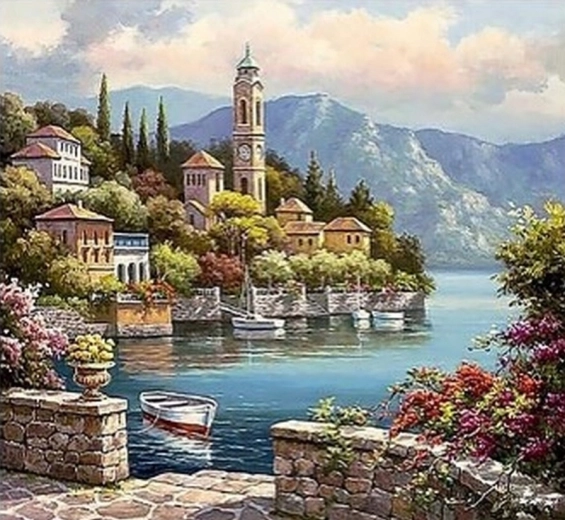 Deimantinė mozaika „Italijos pakrantė“ 30 × 40 cm
