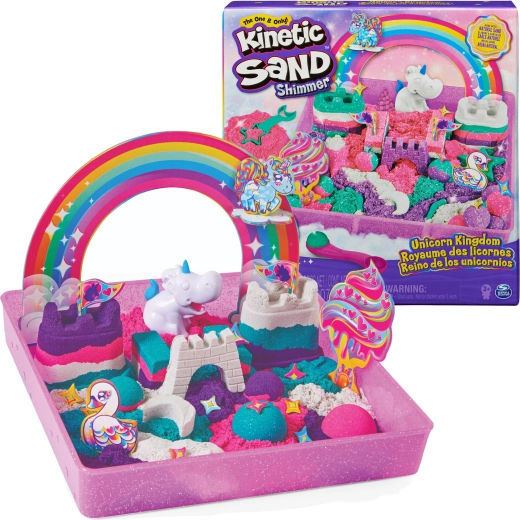 Kinetinis smėlis Unicorn Kingdom 907 g su blizgučiais ir priedais