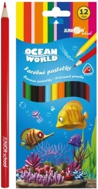 Ocean World trikampės pieštukinės kreidelės, 12 vnt.