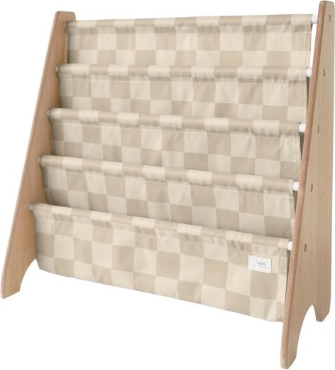 3 Sprouts knygų lentynėlė iš perdirbto poliesterio „Checkerboard/Beige“