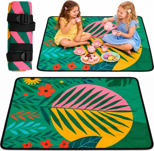 Folding tourist picnic blanket with tropical pattern 100 × 70 cm