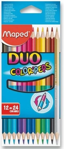 Ergonomiškos trikampės spalvotos pieštukės DUO Color'Peps 12 vnt.