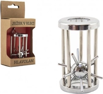 Metalinė galvosūkis Ežys narve, chromuotas