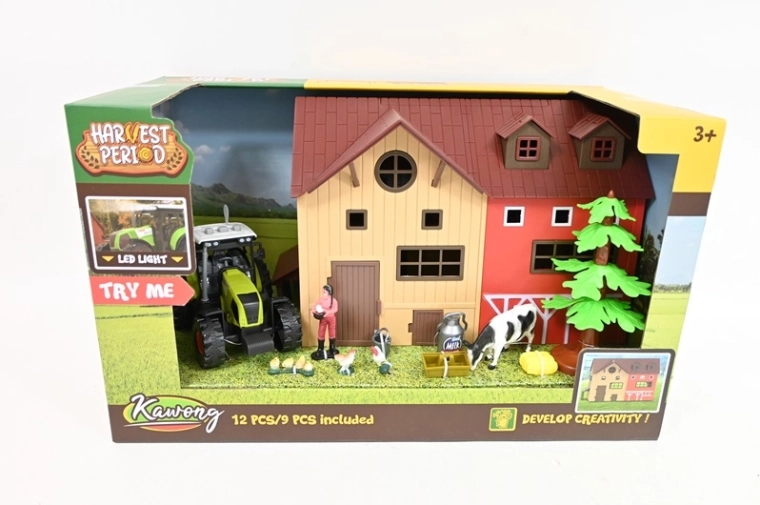 Farm Building with Tractor Featuring LED Light Effect and Accessories - 1 Piece