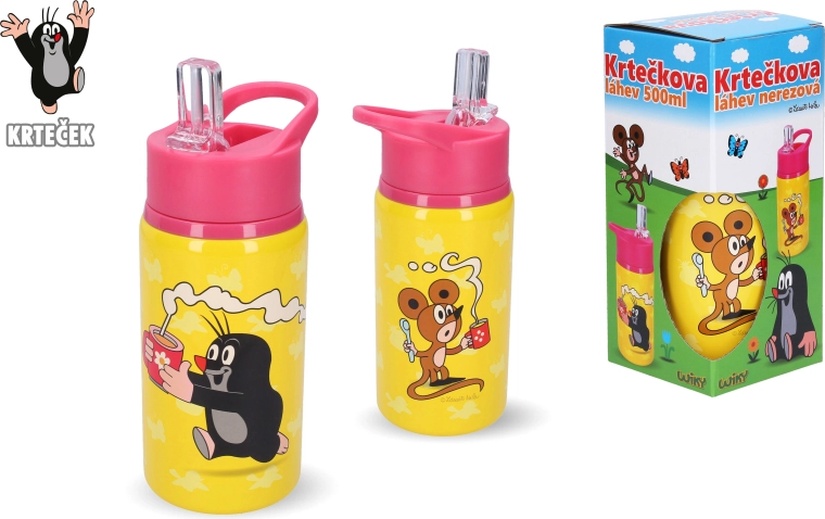 The Little Mole Stainless Steel Bottle 500 ml Pink