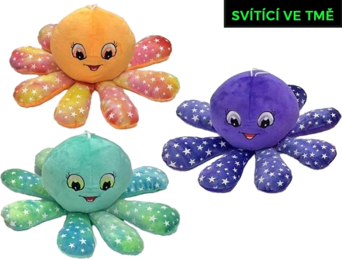 Pliušinis aštuonkojis 15 cm su švytėjimo efektu