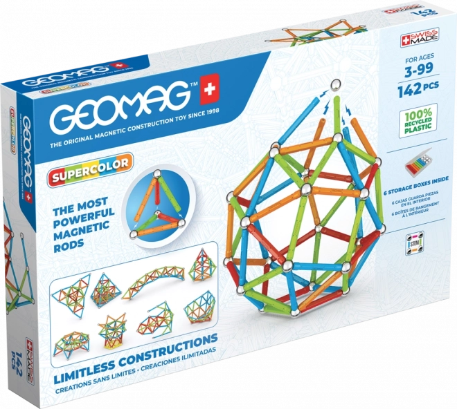 Geomag Supercolor konstruktorius iš 142 detalių iš perdirbto plastiko