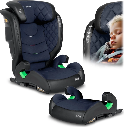 Vaikiška automobilinė kėdutė Nukido Louis 100–150 cm ISOFIX, juoda–tamsiai mėlyna