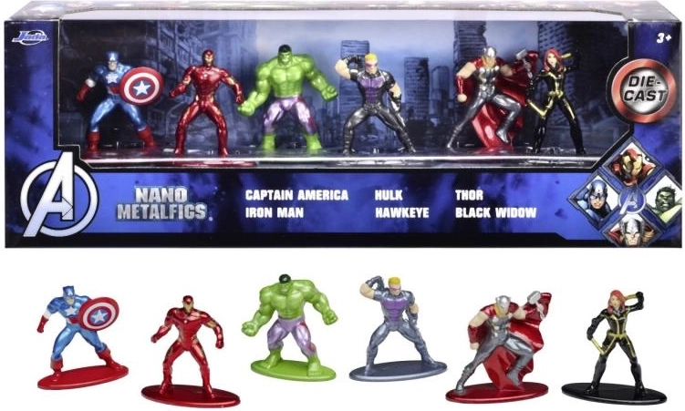 metalinių kolekcinių nano figūrėlių rinkinys MARVEL AVENGERS, 6 vnt (4 cm)