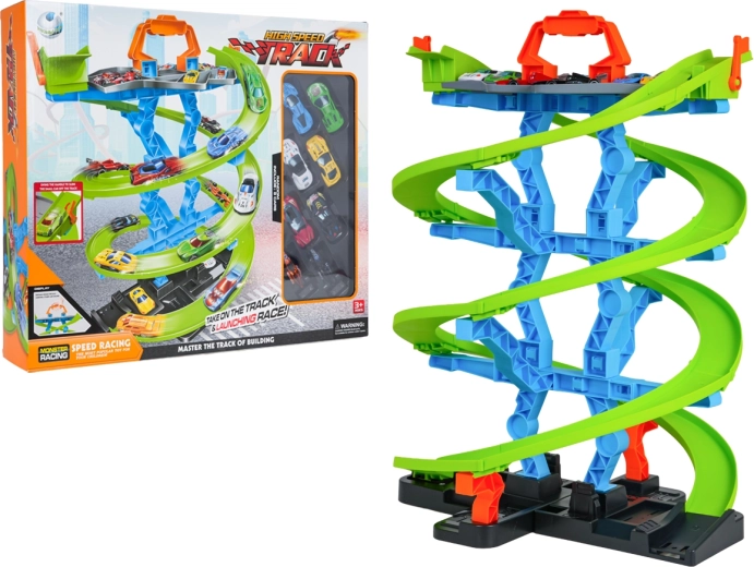 Fast Spiral Race Track High Speed Track with 8 Cars