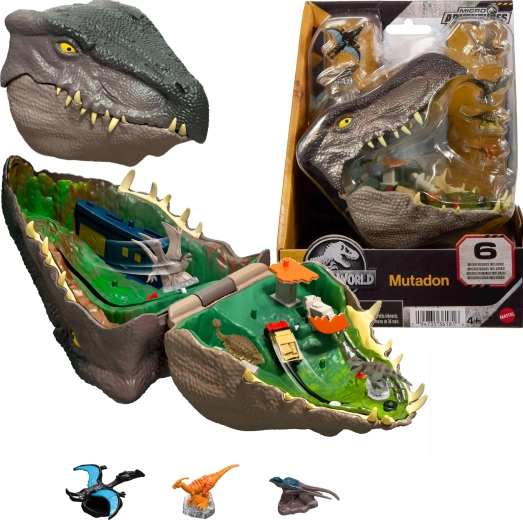 Kompaktiškas žaidimų rinkinys Jurassic World mikro nuotykiai „Mutadon“ su 6 mikrofigūrėlėmis
