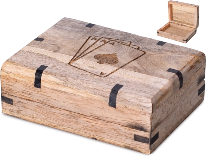 Medinis dėklas žaidimų kortoms 12 × 9 cm