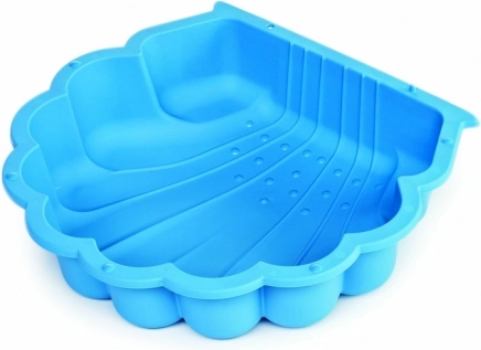 Mėlyna plastikinė kriauklės formos smėlio dėžė