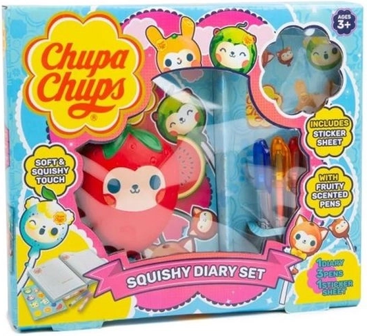 Chupa Chups mokyklinis rinkinys Squishy – dienoraštis, geliniai rašikliai ir lipdukai