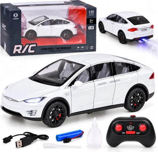 Tesla Model X RC automobilis su nuotoliniu valdymu, 1:22 mastelio, su LED apšvietimu ir dūmų efektu