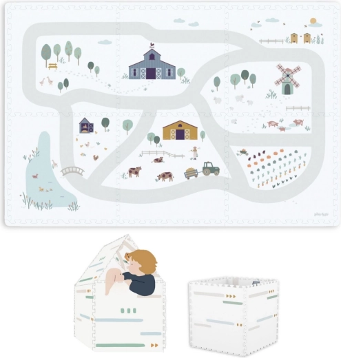 Play&Go EEVAA tiloo žaidimų kilimėlis ir laikymo dėžė 2 viename, ferma