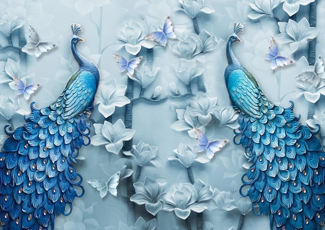 Blue Peacocks Puzzle 1000 Pieces