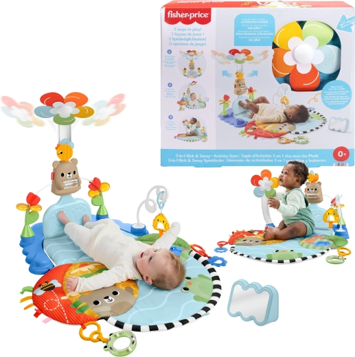 Fisher-Price edukacinis sensorinis žaidimų kilimėlis 3 viename „Spirk ir įsuk“