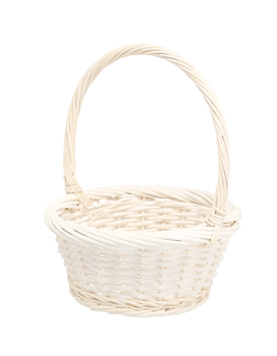 Baltas rotango krepšelis su rankena 25 × 25 × 12/31 cm