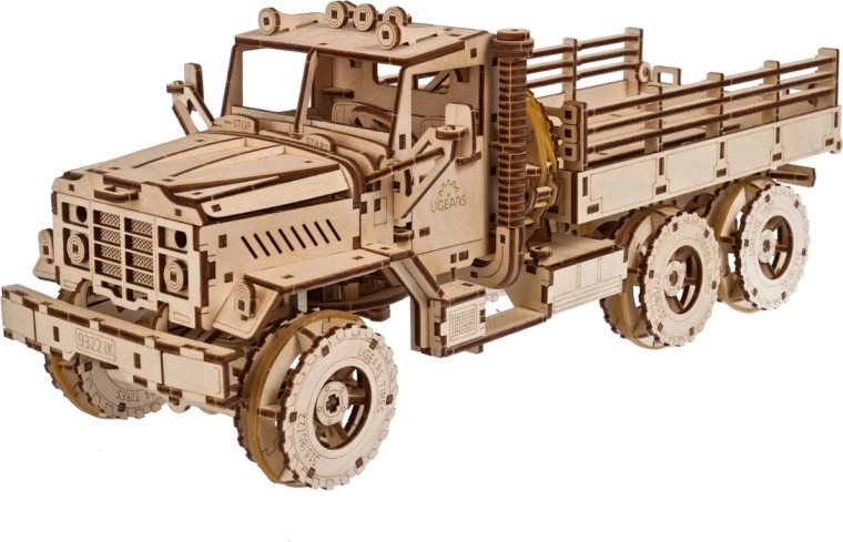 Medinės 3D mechaninės dėlionės UGEARS krovininis automobilis Cargo