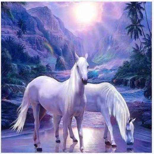 Paint by Numbers Two White Horses 40 × 50 cm