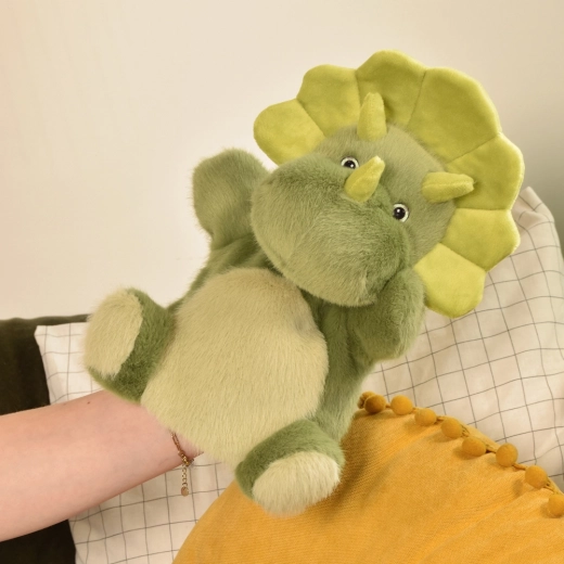 Histoire d'Ours pliušinis rankinis lėlių teatrinis dinozauras, žalias, 24 cm
