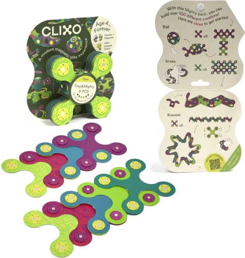 CLIXO Tiny & Mighty Dino magnetinis konstruktorius – 9 vnt.