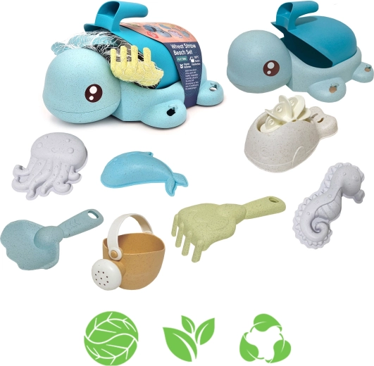 Woopie Green vėžliuko rinkinys 2in1 smėliui ir voniai – 8 dalių, biologiškai suyranti medžiaga