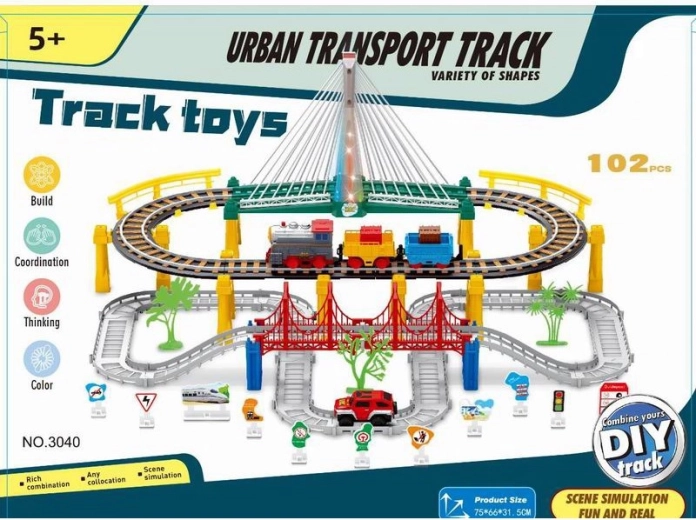Electric Train Set with Bridge and Car