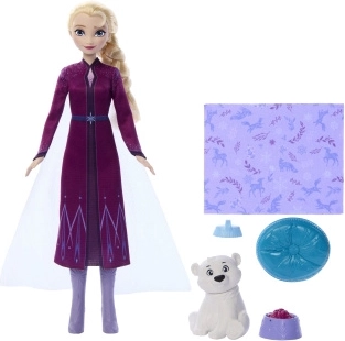 Lėlė Elsa iš „Disney“ filmo „Ledo šalis“ su baltuoju lokiuku