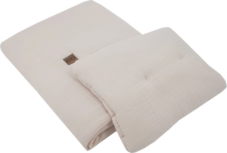 EKO muslin crib set, 2-piece, beige (30 × 40 cm, 75 × 100 cm)