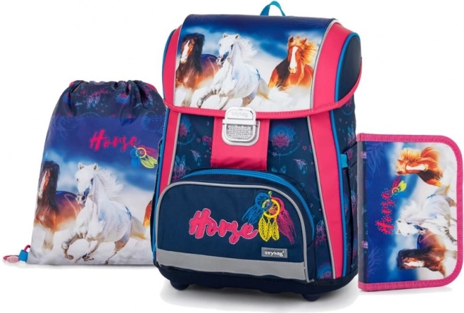 School set 3pcs Oxybag with Horse motif
