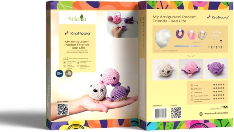 Sekoia Kraftopia amigurumi nėrimo rinkinys – jūros gyvūnėliai