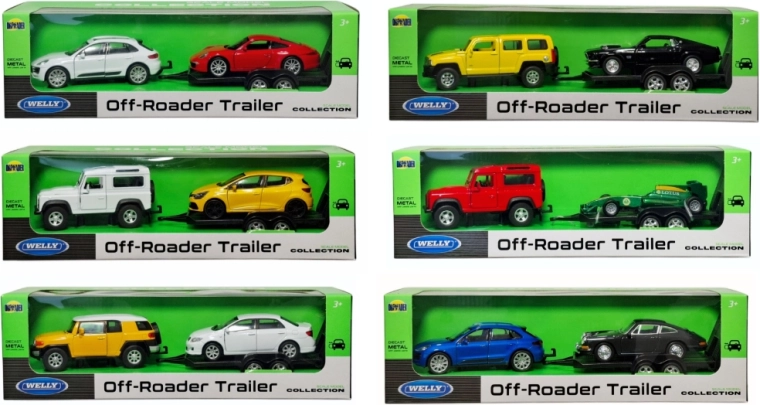 WELLY off-road vehicle with transport trailer in 1:34 scale - 1 piece