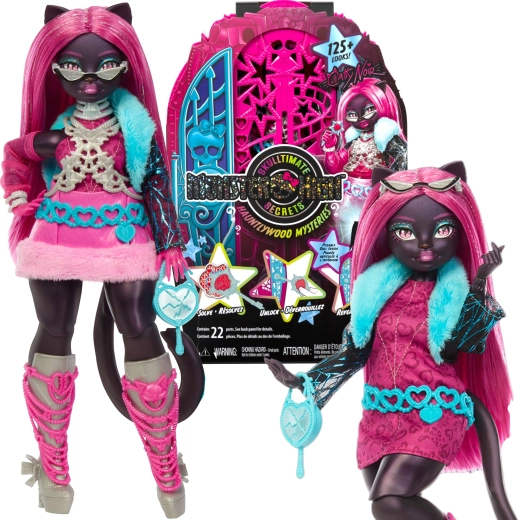 Monster High Catty Noir doll with wardrobe and surprises