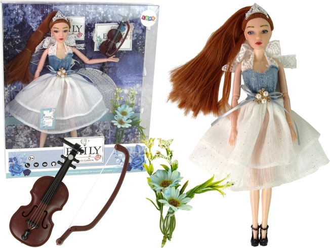 Lėlė EMILY su smuiku ir gėlėmis